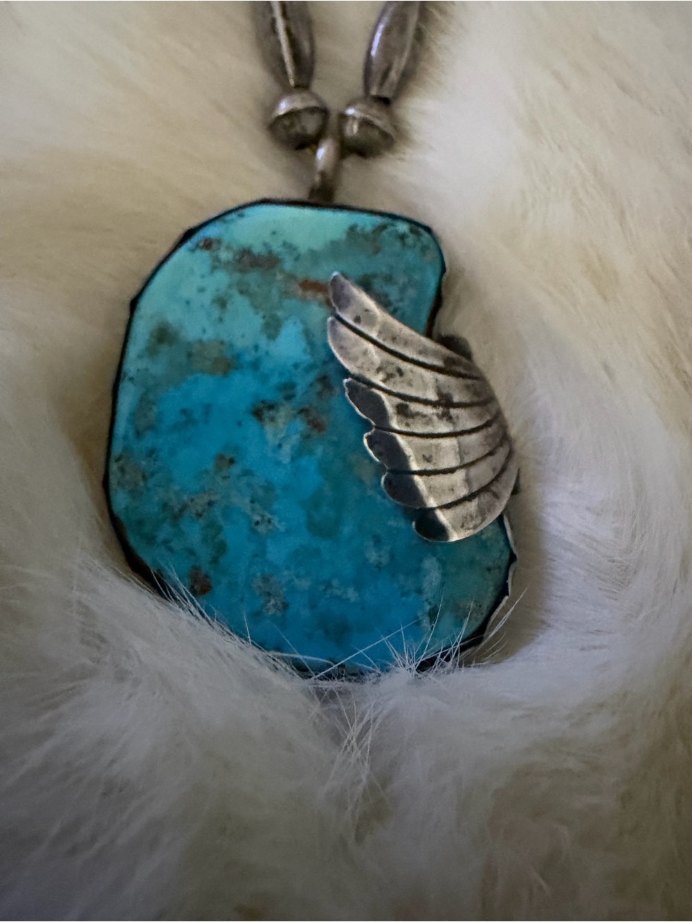 Gorgeous Vintage Navajo Diné Morenci Turquoise Silver Beaded Necklace 🔥🔥 - Picture 8 of 16